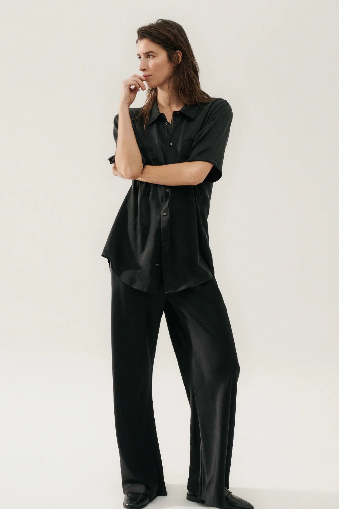 Bias Cut Pants Black
