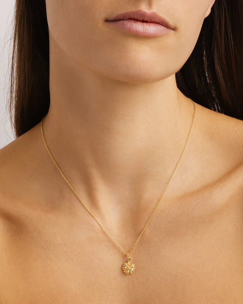 DAISY APRIL BIRTH FLOWER NECKLACE - 18K GOLD VERMEIL