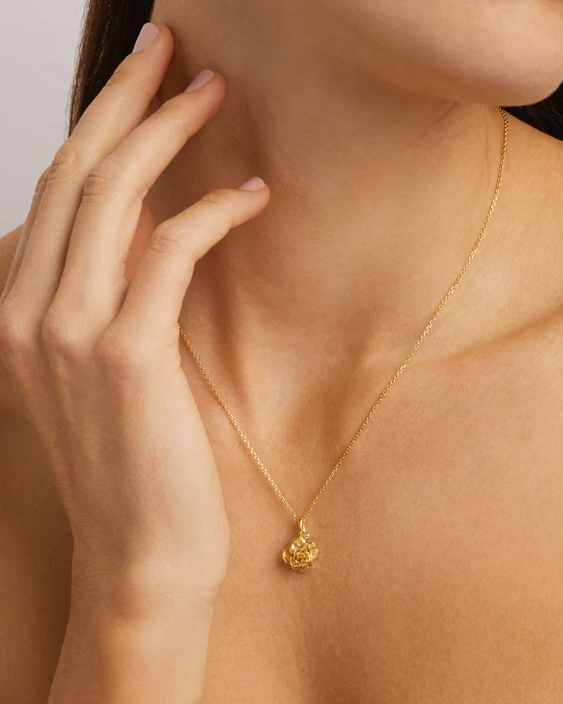 ROSE JUNE BIRTH FLOWER NECKLACE - 18K GOLD VERMEIL