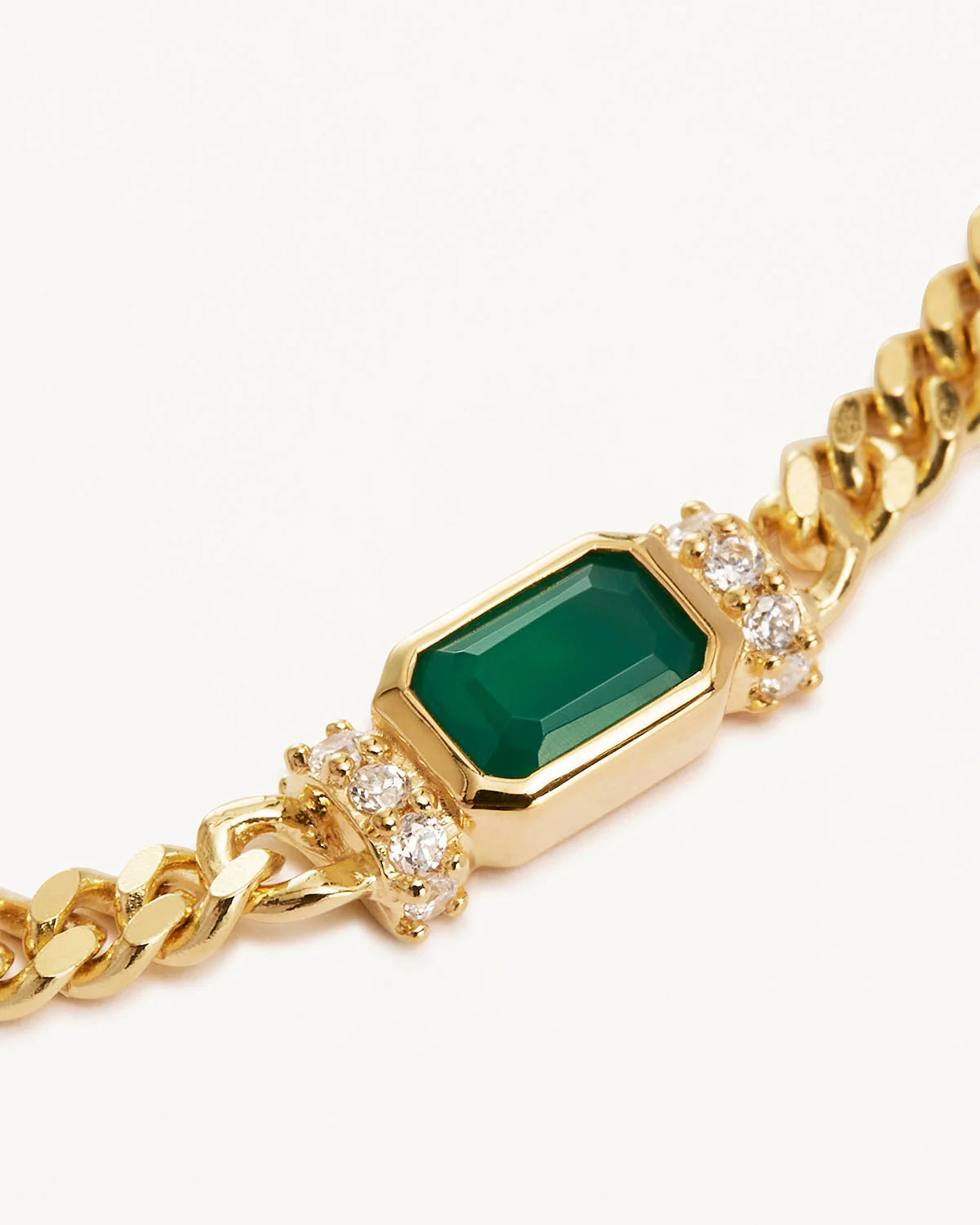 18k Gold Vermeil Strength Within Green Onyx Curb Choker