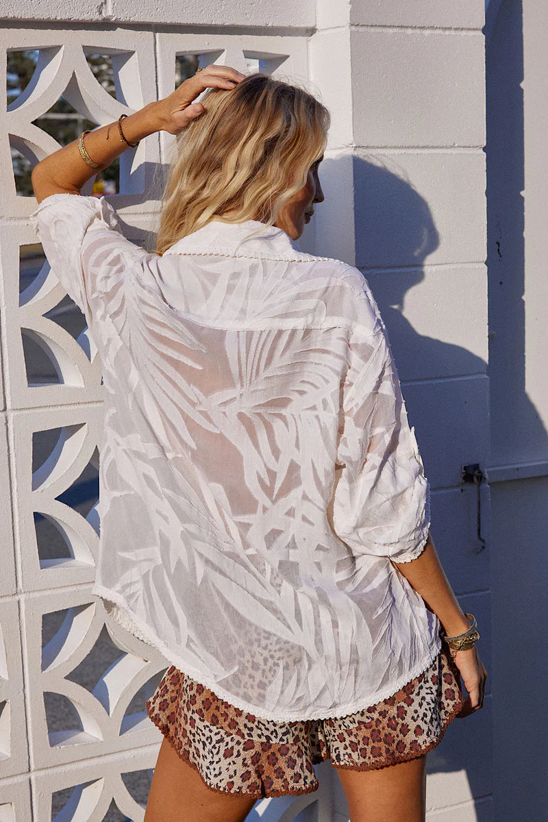 Till The Moon Don’t Shine Silk Burnout Safari Shirt