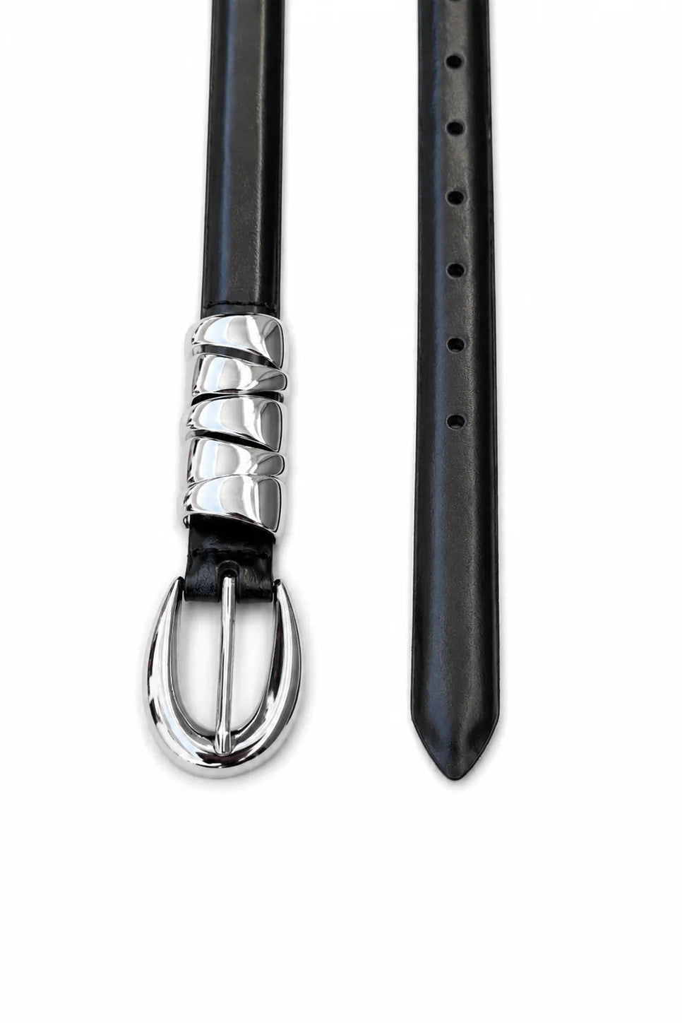 Molten Silver Loop Belt – Black