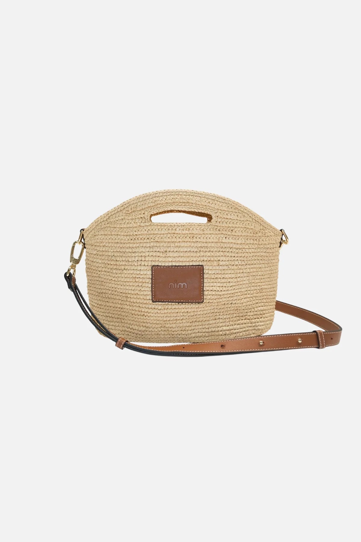 Leather Trimmed Raffia Mini