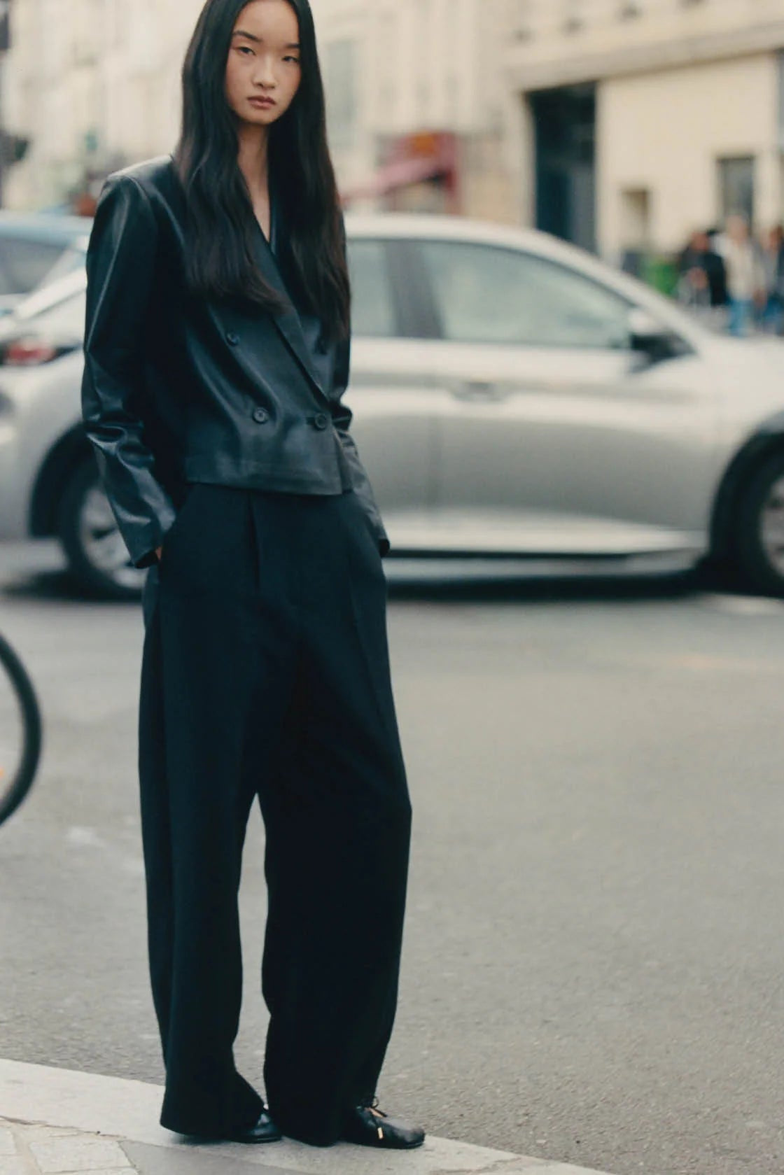 ROSALIND BALLET FLATS - BLACK LEATHER