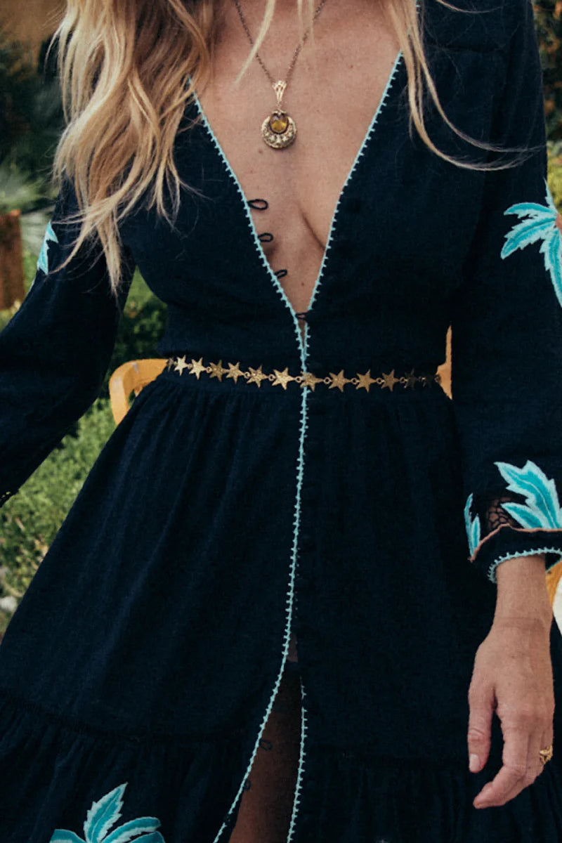 Star Hammered Brass Chain Belt