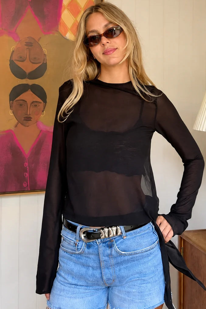 Molten Silver Loop Belt – Black