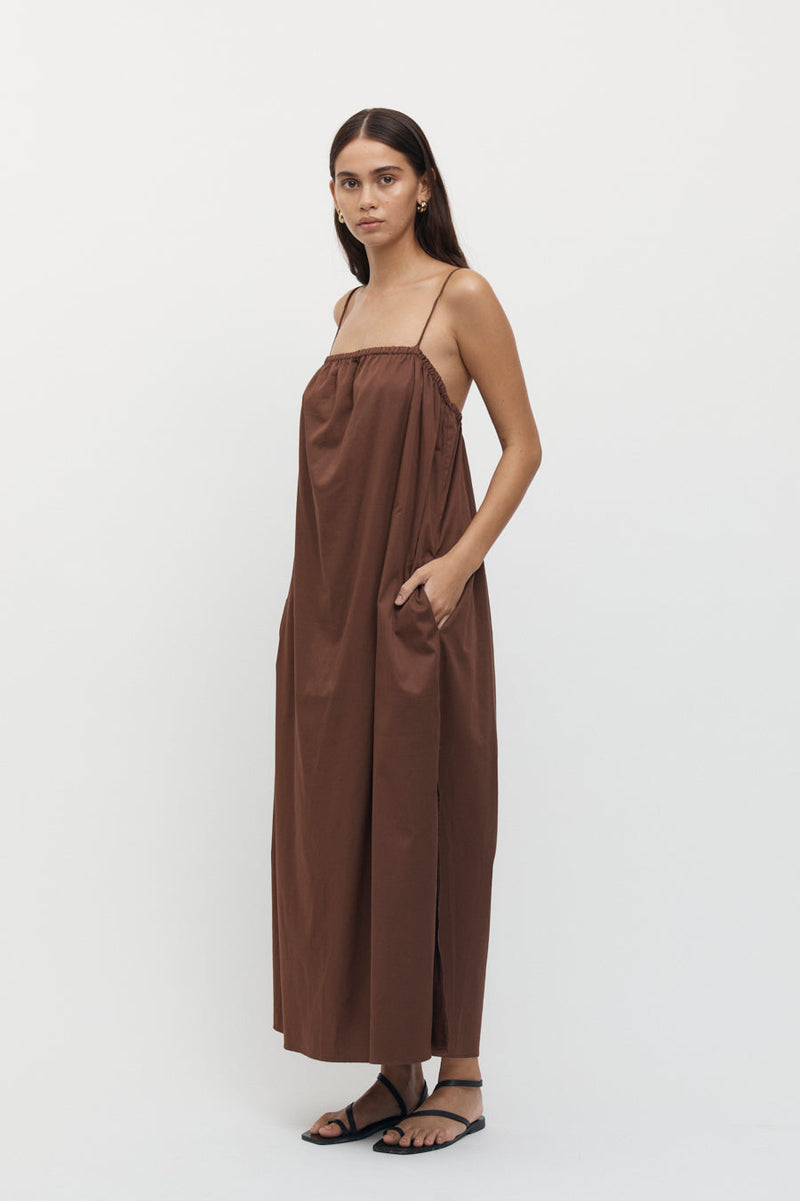 Sommers Maxi Tie Dress - Chocolate