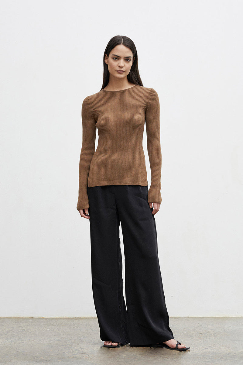 WYLIE 100% AUSTRALIAN MERINO WOOL KNIT - TOBACCO