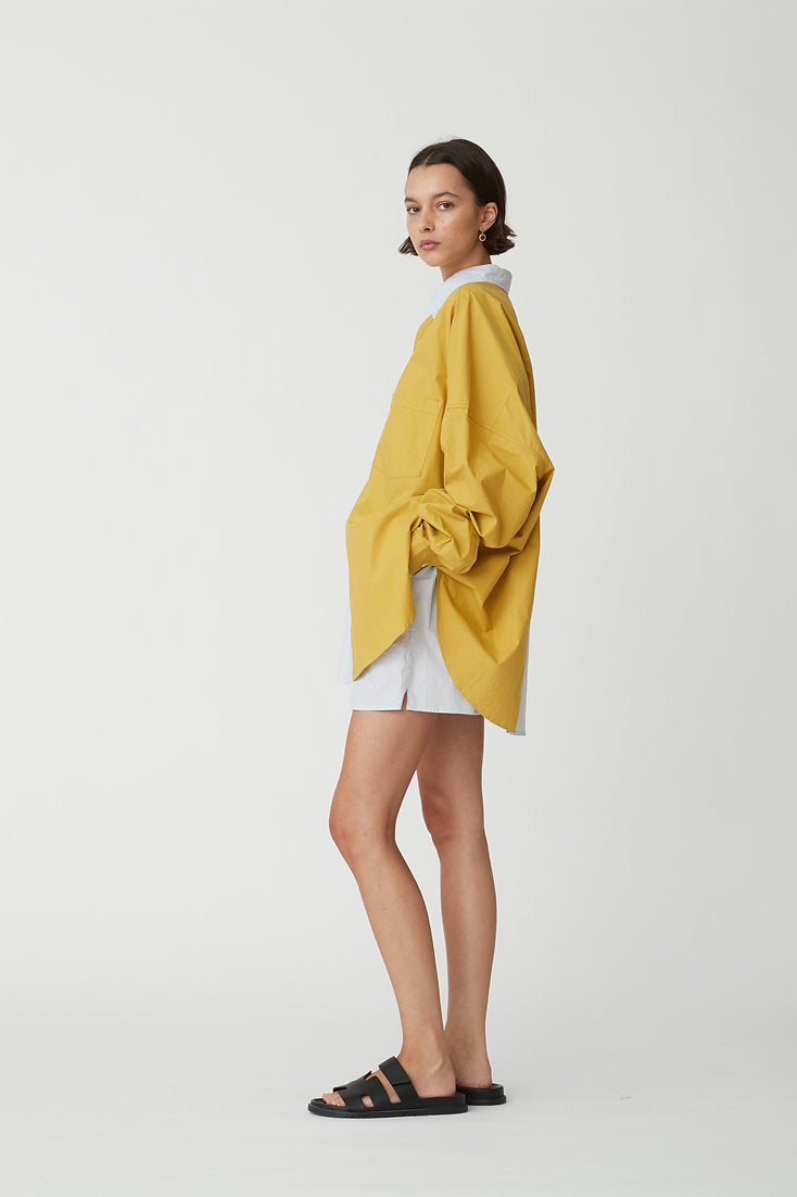 HENRIETTA SHIRT - BLUE/CHARTREUSE