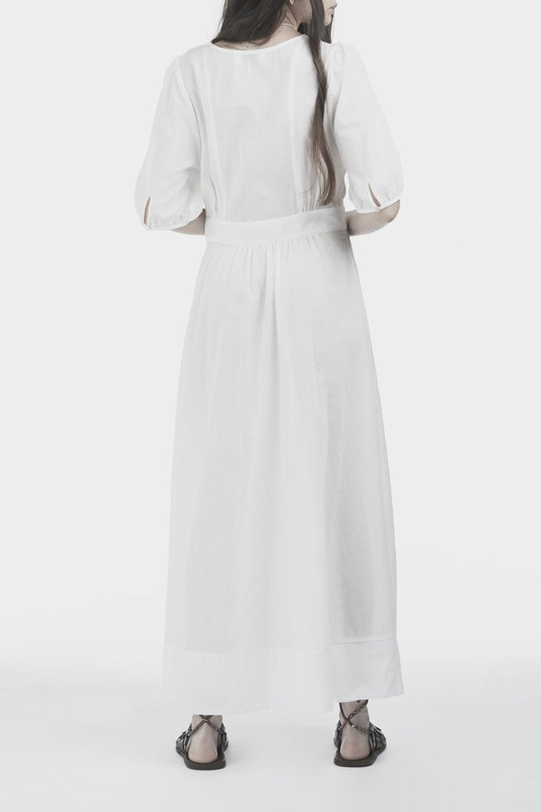 3/4 SLEEVE MAXI DRESS - White - Soleiluna