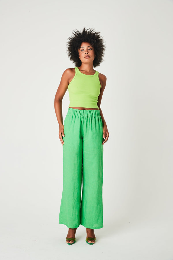 CROPPED RACER TANK - GREEN