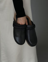 ANIKA WOODEN CLOG - BLACK