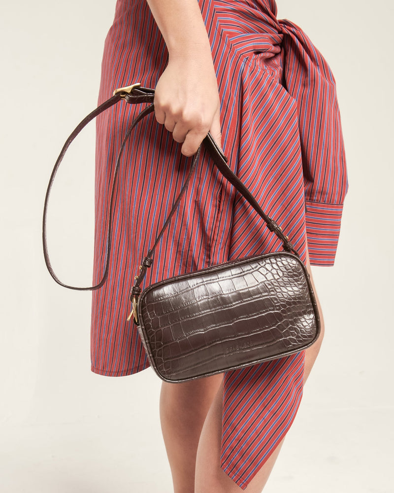 MARTINA CAMERA BAG - BRUNETTE RECYCLED CROC