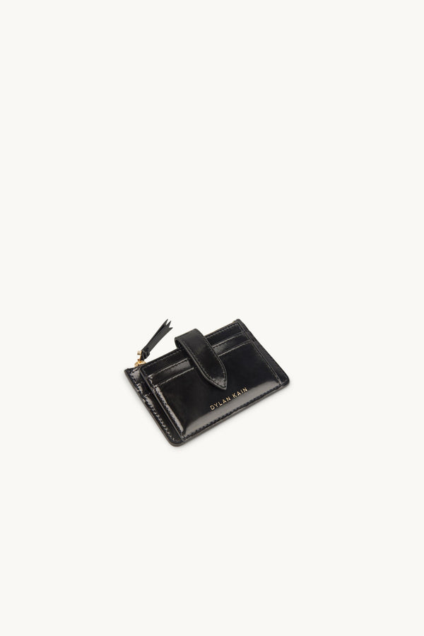 THE ZOE PATENT CARD WALLET - BLACK