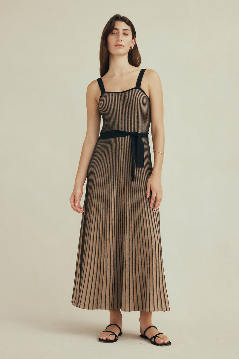 Martina Dress - Black / Camel