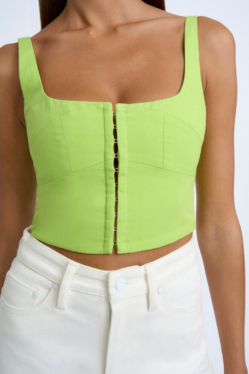 PANELLED BUSTIER TOP - LIME