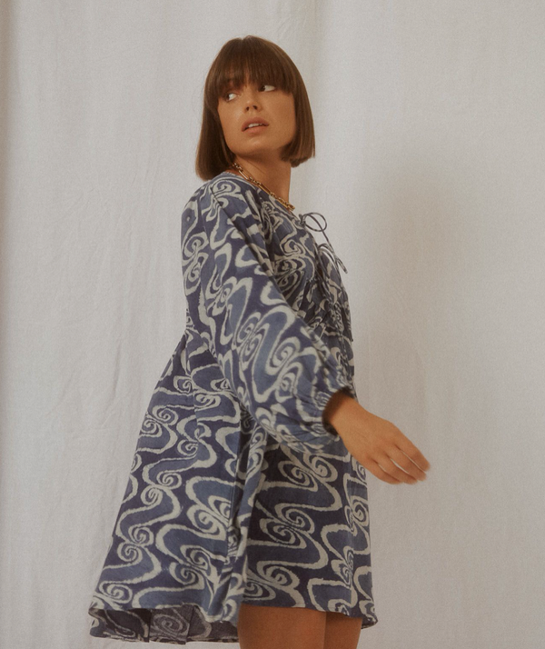 VINA BATIK MARRAKECH MINI DRESS - BLUE