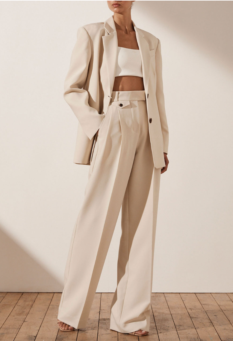 HIGH WAISTED TAILORED PANT - IVORY