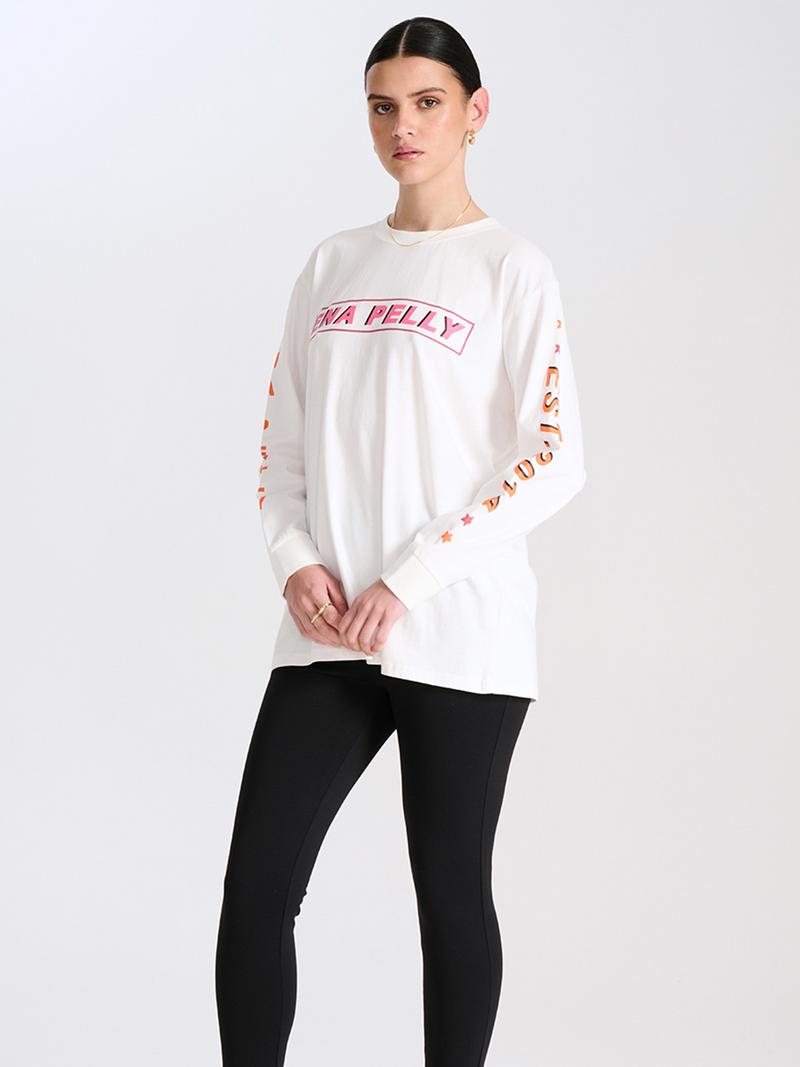 STARS ALIGN LONG SLEEVE TOP - VINTAGE WHITE