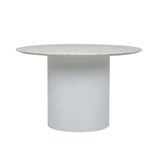 Elle Pillar Round Dining Table - White Marble / White - $6,455.00