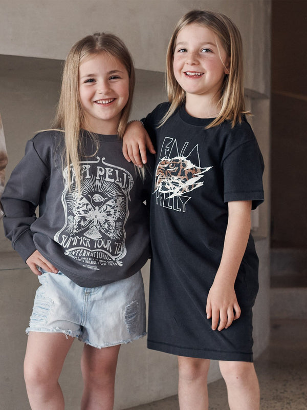 KIDS - TIGER EYE TEE DRESS - BLACK