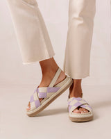 Marshmallow Scacchi Sandals - White and Purple Leather
