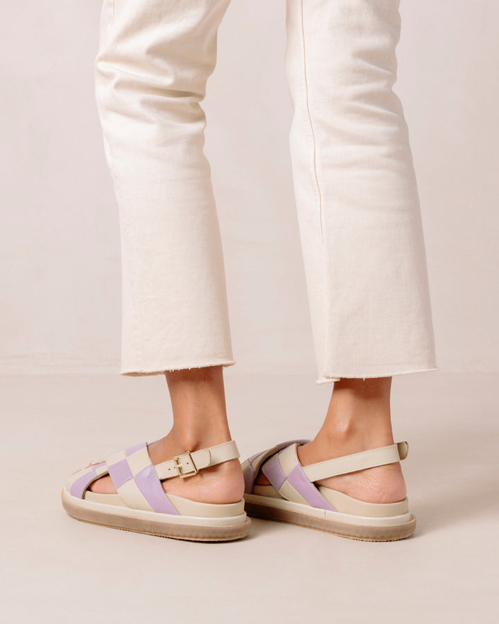 Marshmallow Scacchi Sandals - White and Purple Leather