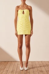 THEA KEYHOLE MINI DRESS - LIMONCELLO